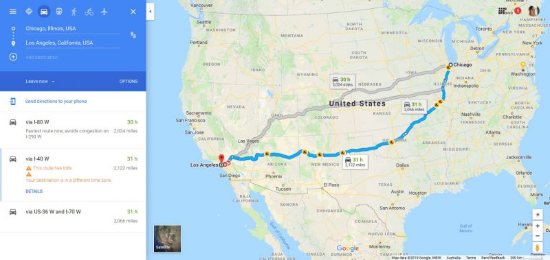 Route 66. Source: Google Maps
