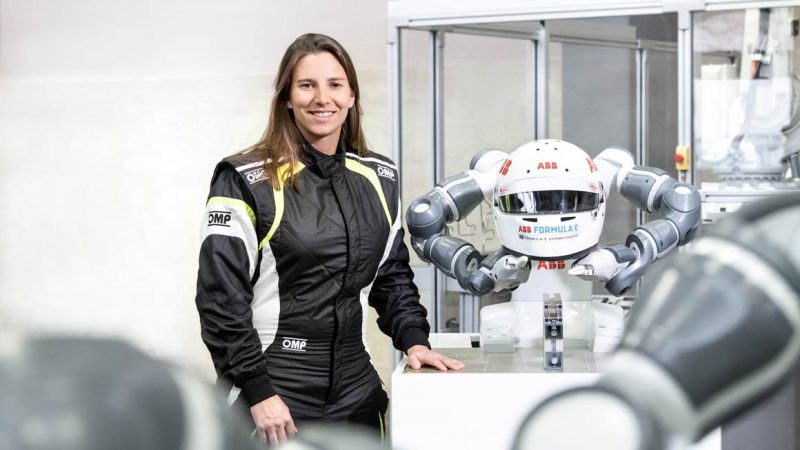 Simona de Silvestro with ABB's Yumi robot. Source: ABB