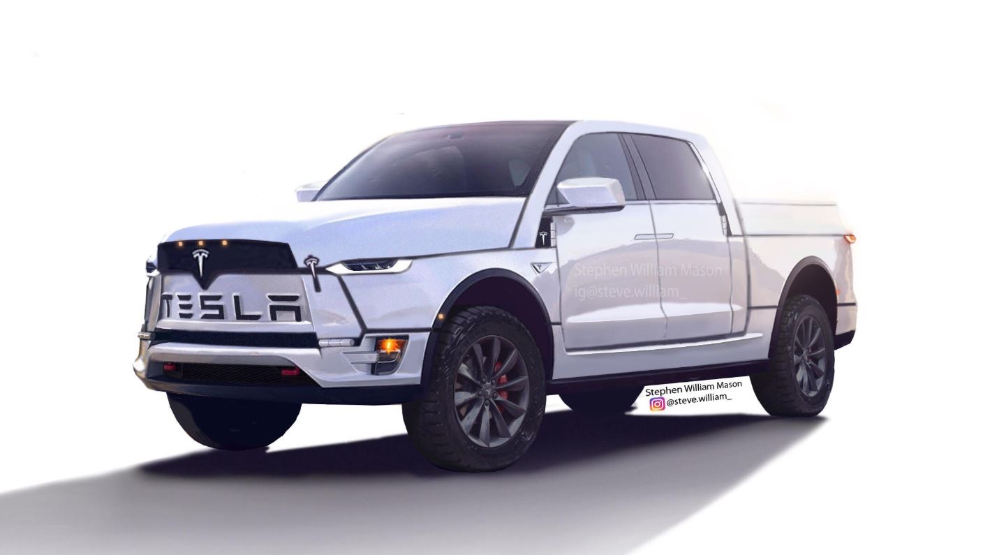 Tesla Teases Cyberpunk All Electric Ute Image Renders