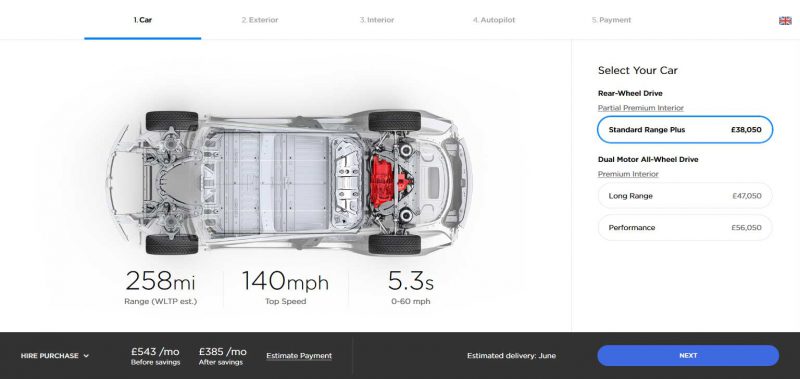 model 3 standard range uk pricing