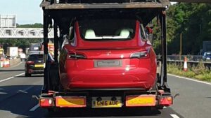 First batch of Tesla Model 3s arrive in the UK with white interiors