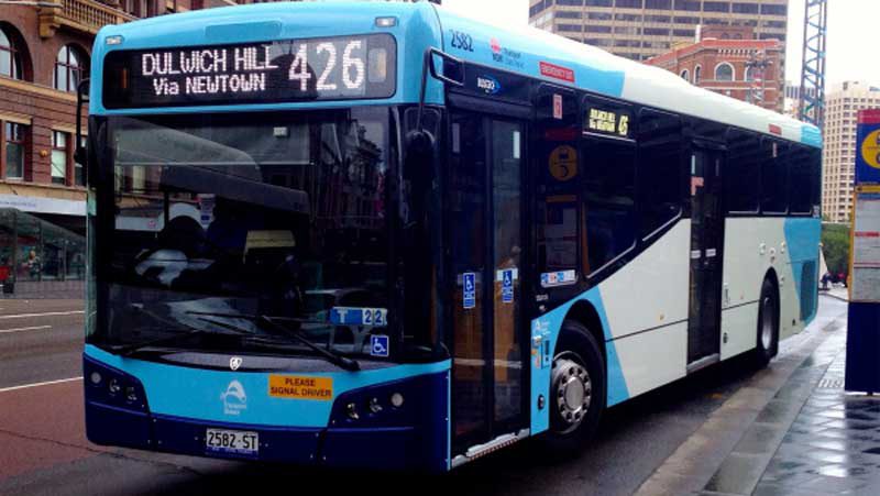 A diesel bus waits to pickup passengers heading to Sydney's inner west. Source: Transport NSW