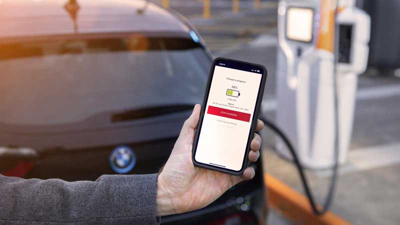 BMW i3s charges at Chargefox's Airport West site. Supplied
