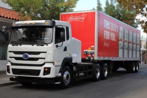 Bud beer on BYD electric trucks, as brewer trials fossil-free freight in California