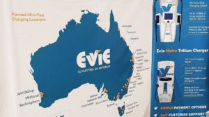 Evie reveals locations for ultra-fast electric car charging network across Australia