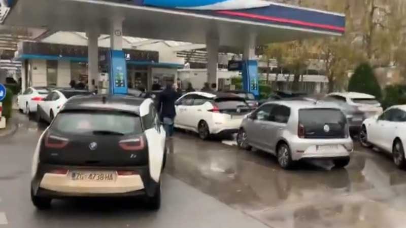 evs blocking petrol station