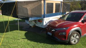 Testing V2T (Vehicle to Tent) mode for the Hyundai Kona electric