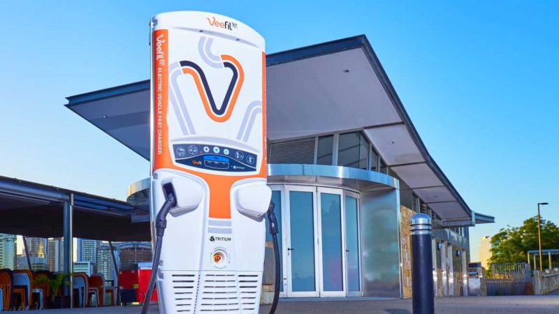 An example installation of the RT50 DC fast charger. Source: Tritium