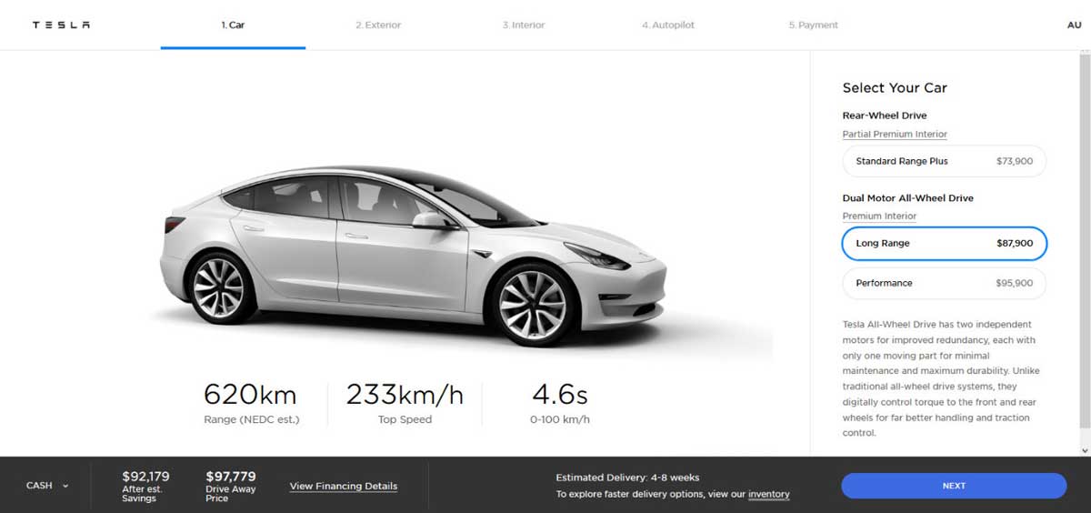 model 3 price australia