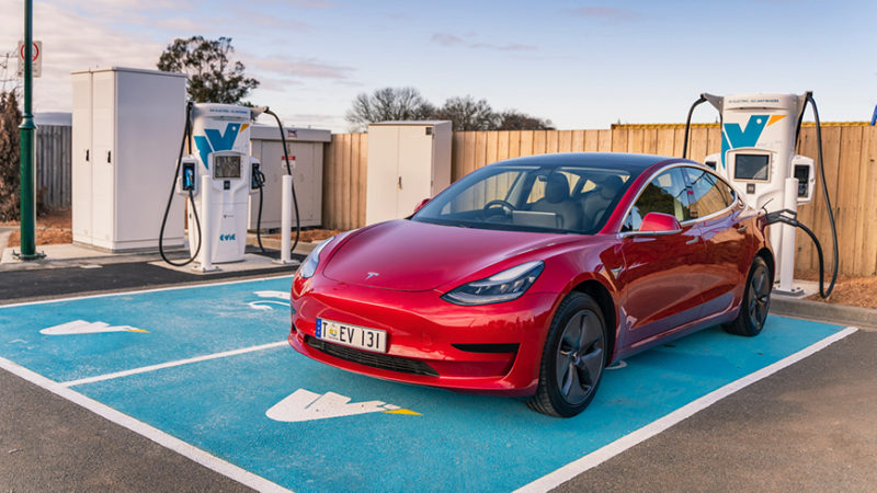 The new Evie Networks rapid charger at Campbell Town, Tas (supplied).