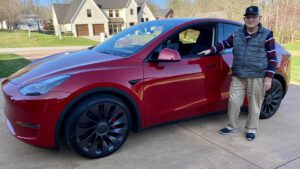 Man born when Ford Model T was big buys Tesla Model Y
