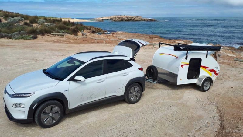 EV towing caravan