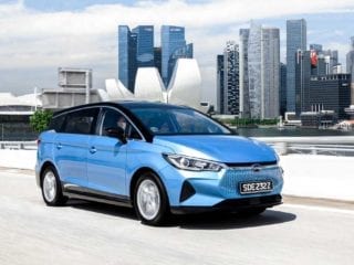 The BYD e6 people mover. Pictured in Singapore. Source: BYD