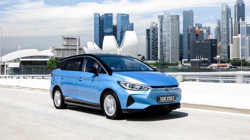 The BYD e6 people mover. Pictured in Singapore. Source: BYD