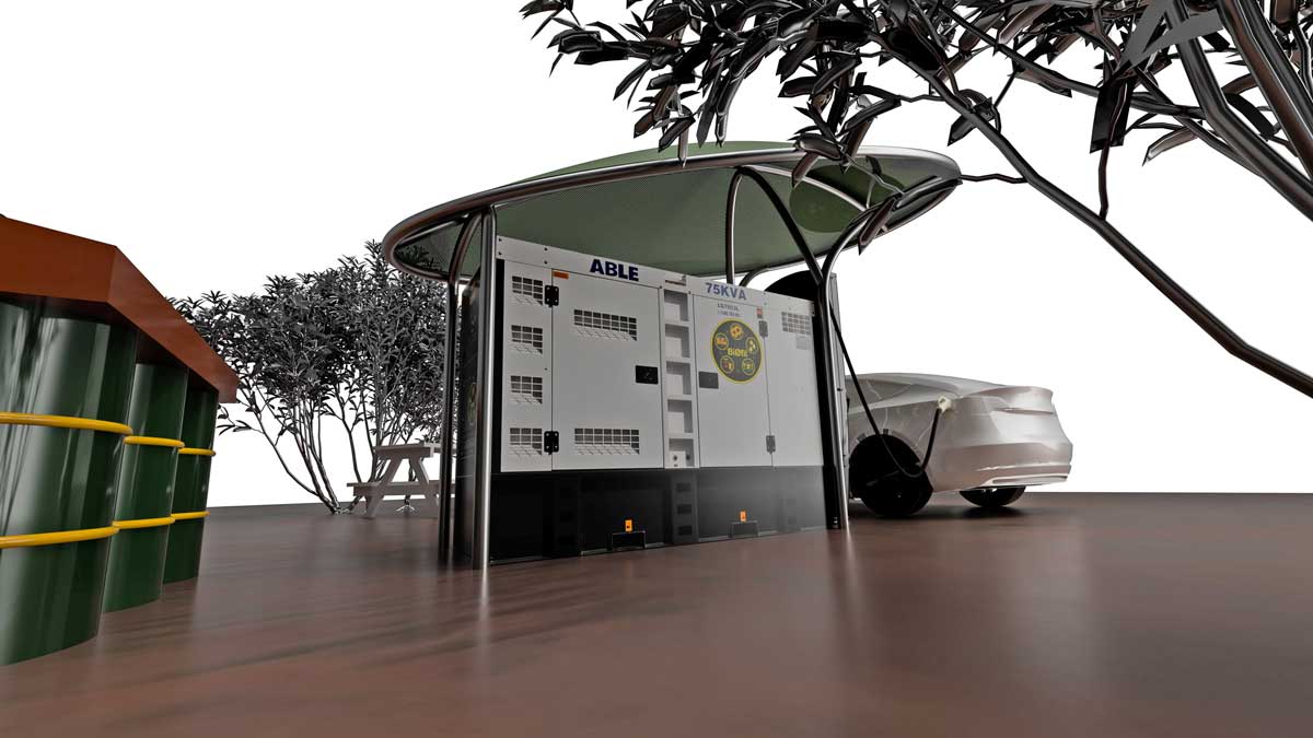 A render of a roadhouse Biofil charging installation. Credit: Matthew Clifton