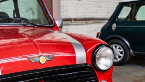 Original Mini hatchback recharged with an electric conversion kit