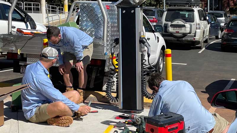 AB Electrics installing charger at Maleny IGA. Supplied