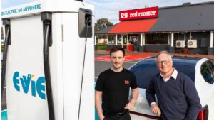 Quarter chicken, free chips and EV charging: Red Rooster partners with Evie Networks