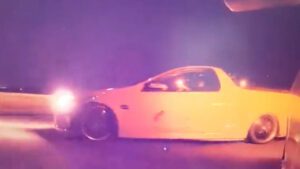 Tesla Model 3 unmoved after being sideswiped by fast moving fossil fuel ute