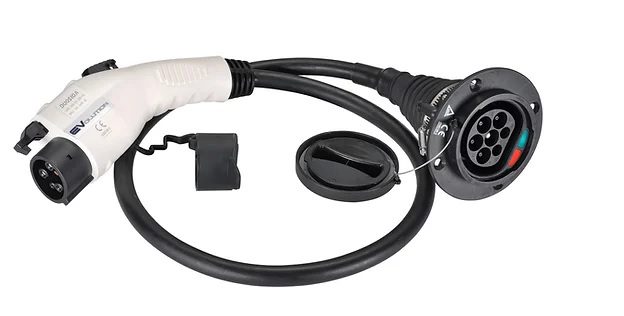 Typical Type 2 to Type 1 adaptor lead for early (and Japanese import) EVs. Image: EVolution
