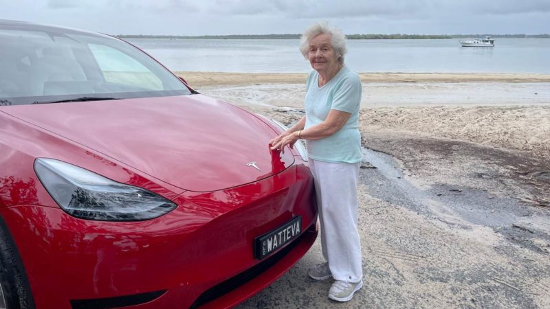 Audrey Lynch and the Tesla Model Y. Supplied