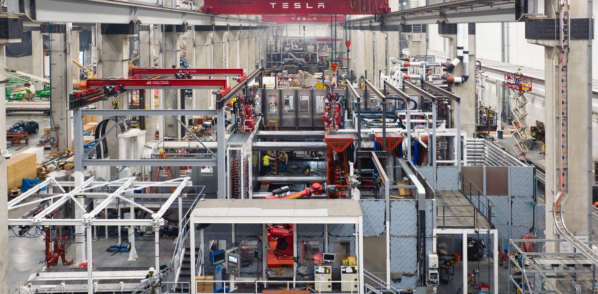 Tesla Cybertruck Production Line Overhead