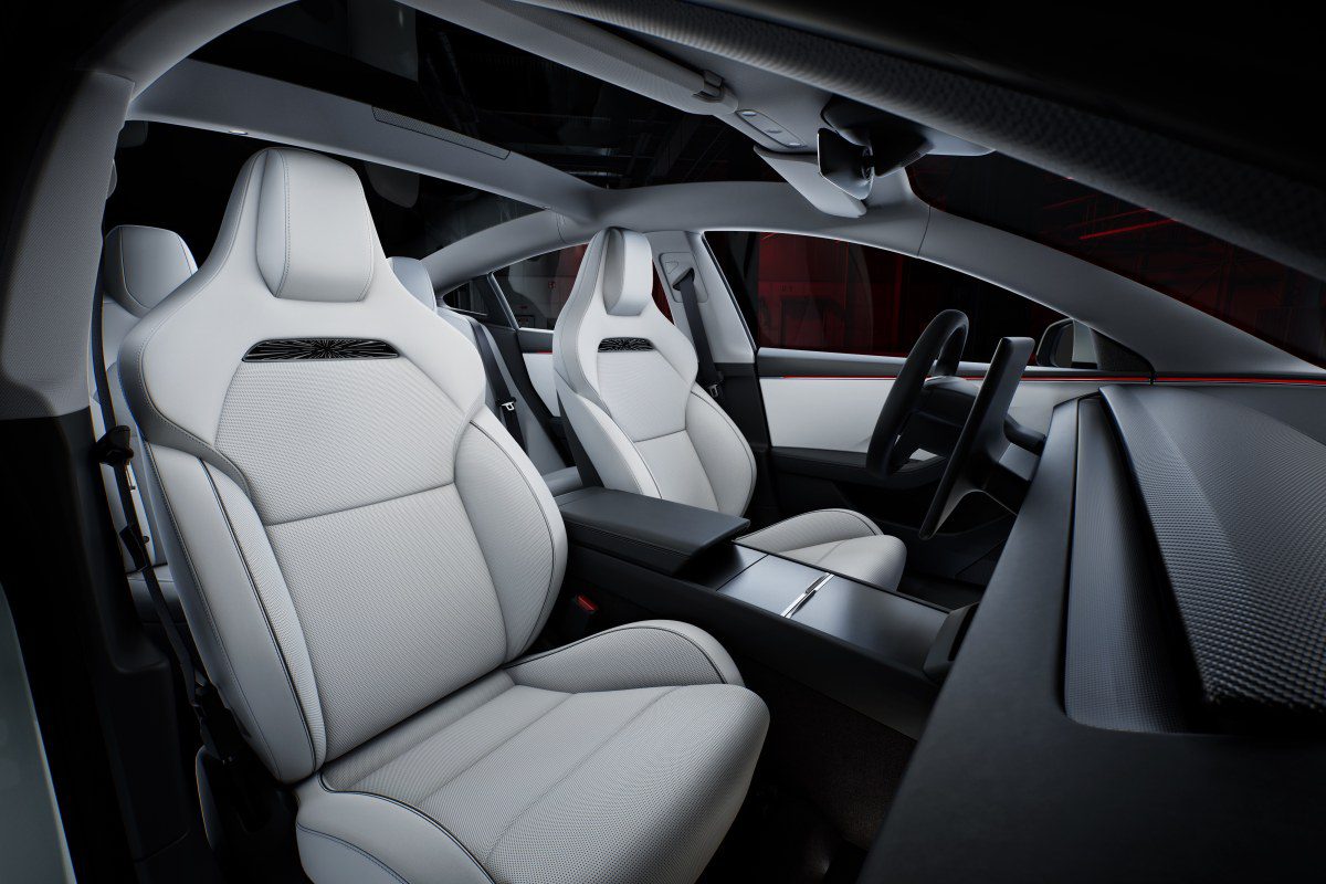 Sport Seats and interior of the new Tesla Model 3 Performance.