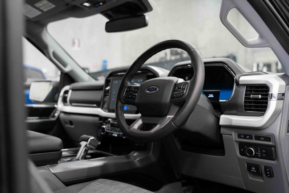 Right-hand drive Ford F150 Lightning interior