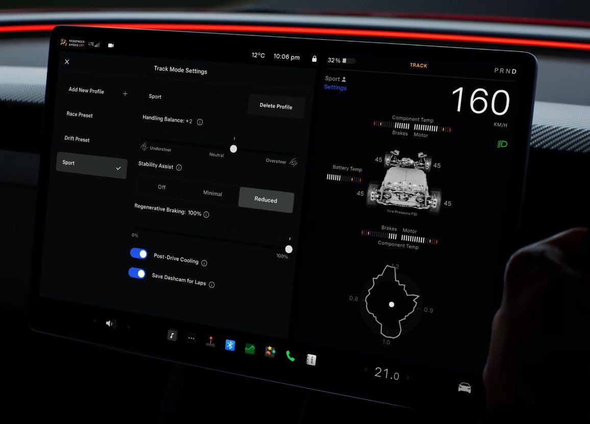 Track Mode V3 software is included in the new Tesla Model 3 Performance. Source: Tesla