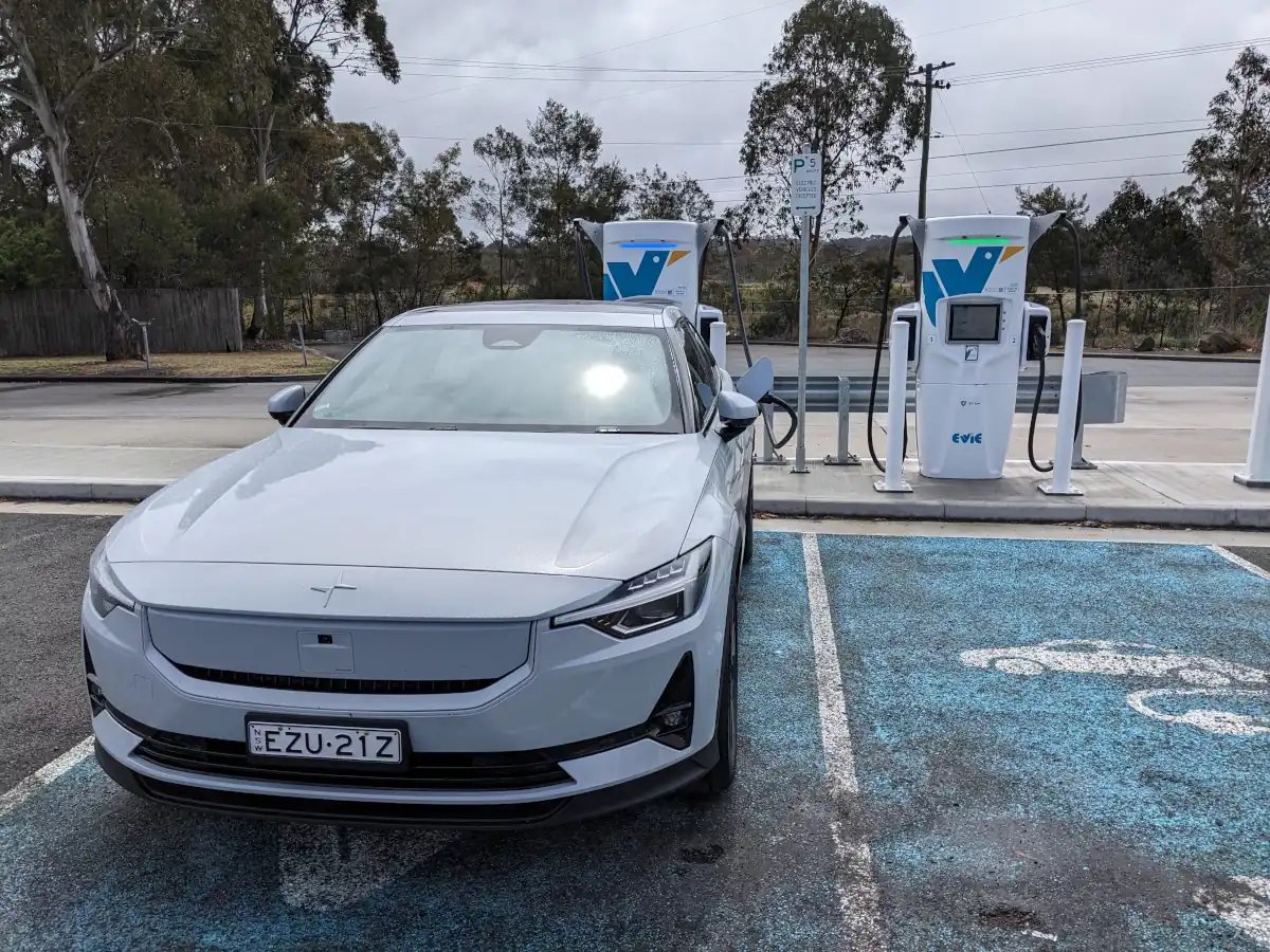 Polestar 2 charging at Evie Sutton Forest. Image: Tim Eden