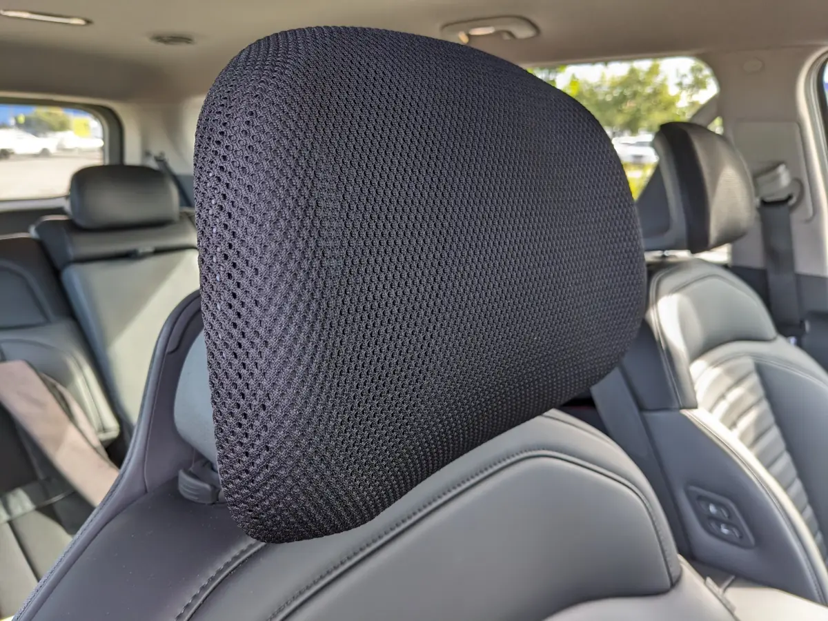 Kia EV9 front headrests are nice and soft like a pillow. Image: Tim Eden