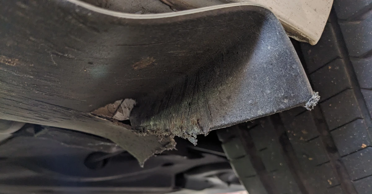 Damaged underside of my Model 3. Image: Tim Eden