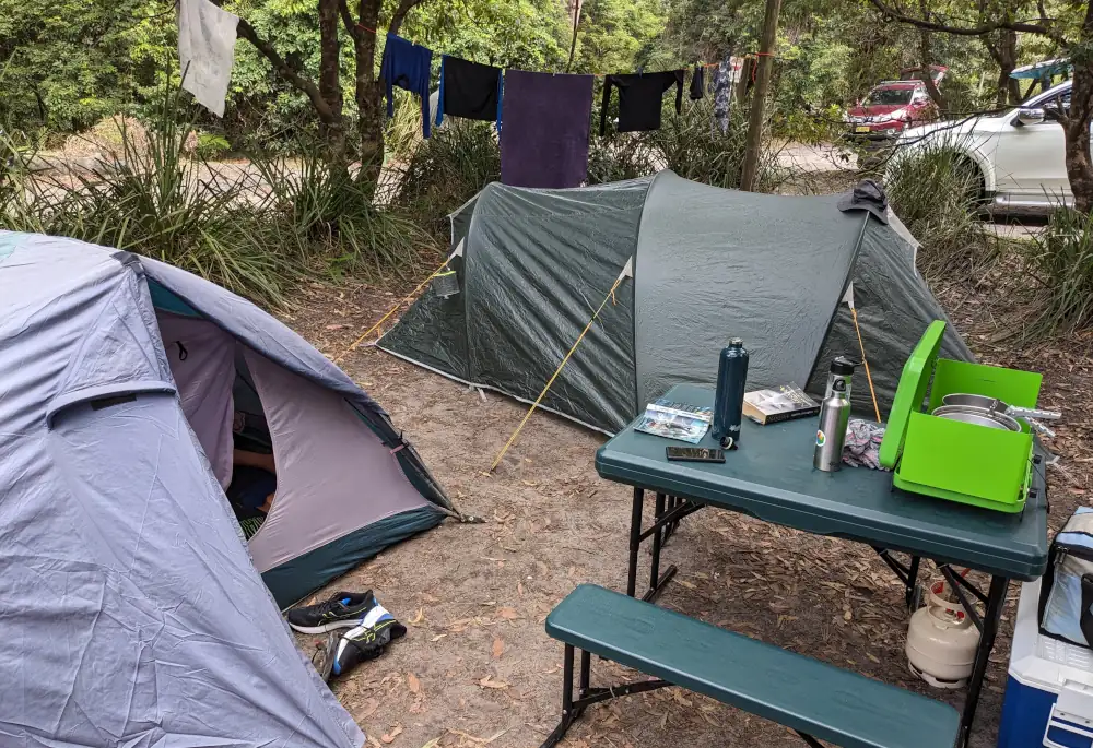 Minimal camping setup without a trailer. Image: Tim Eden