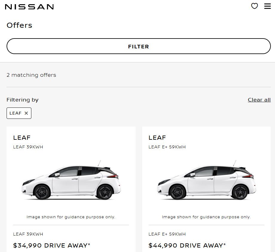 Nissan Leaf prices slashed, now starting under A35,000