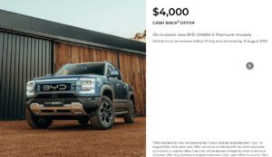 BYD offers $4,000 cash back incentive for top selling Shark 6 plug-in ute
