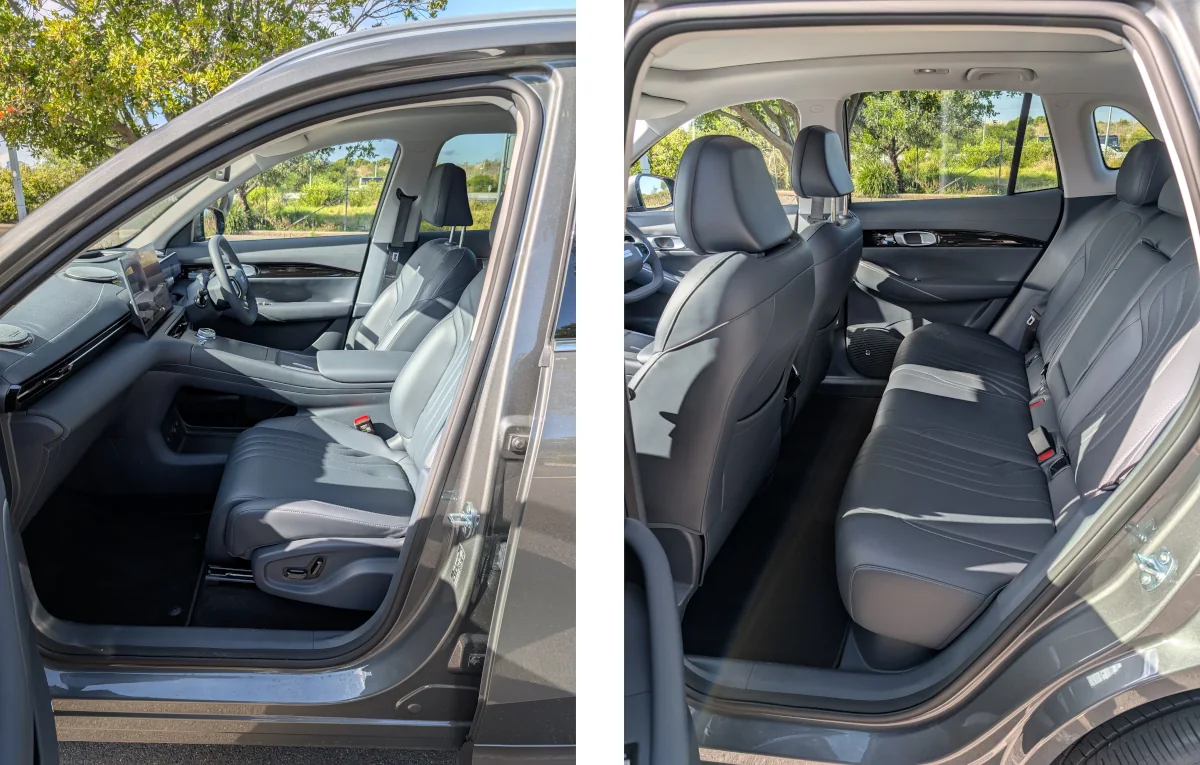 Front and rear seats of the Geely EX5. Source: Tim Eden