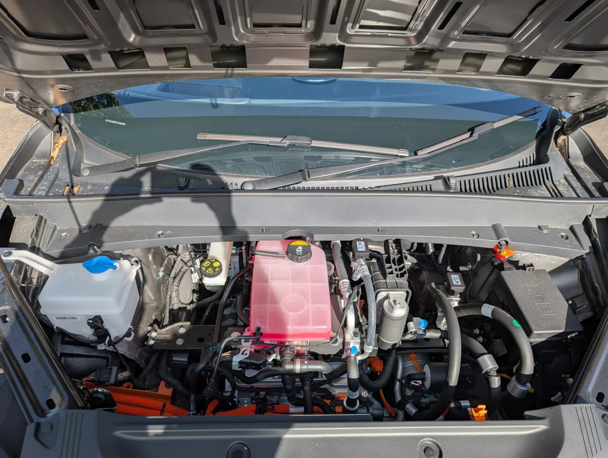 No frunk underneath the Geely EX5 bonnet. Source: Tim Eden