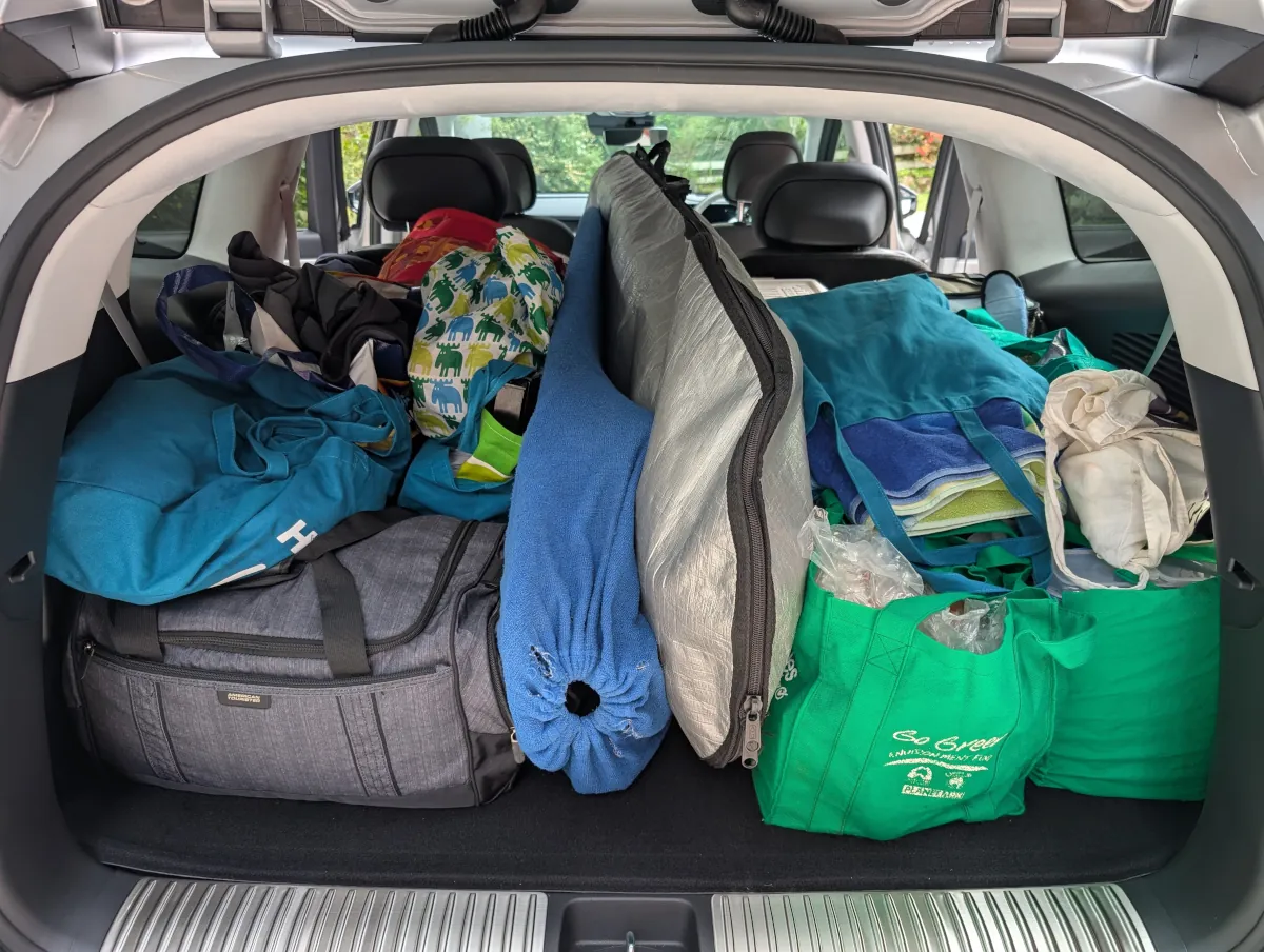 Hyundai Ioniq 9 boot loaded up with surfboards and gear. Source: Tim Eden