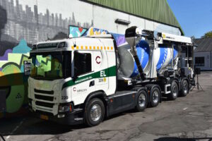 Scania unveils fully battery electric concrete mixer truck, that powers the mixer system too