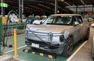 Rarely seen Rivian electric ute spotted charging in Melbourne supermarket carpark